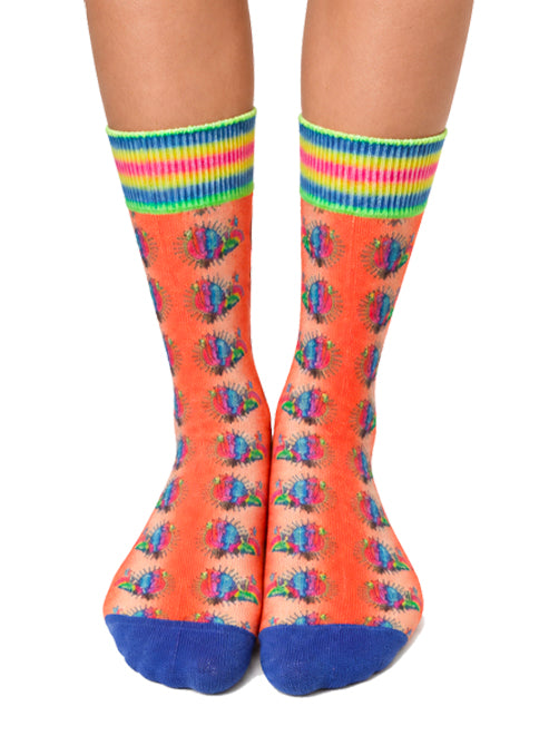 GRAPHIC PRINTED SOCKS - RED