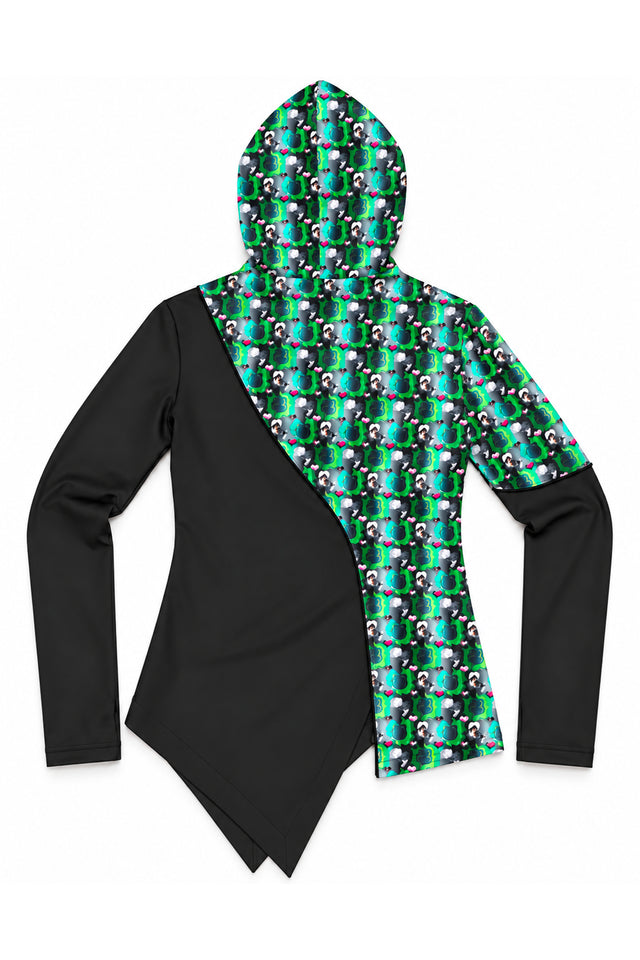 Curved Graphic Fit Top - Black