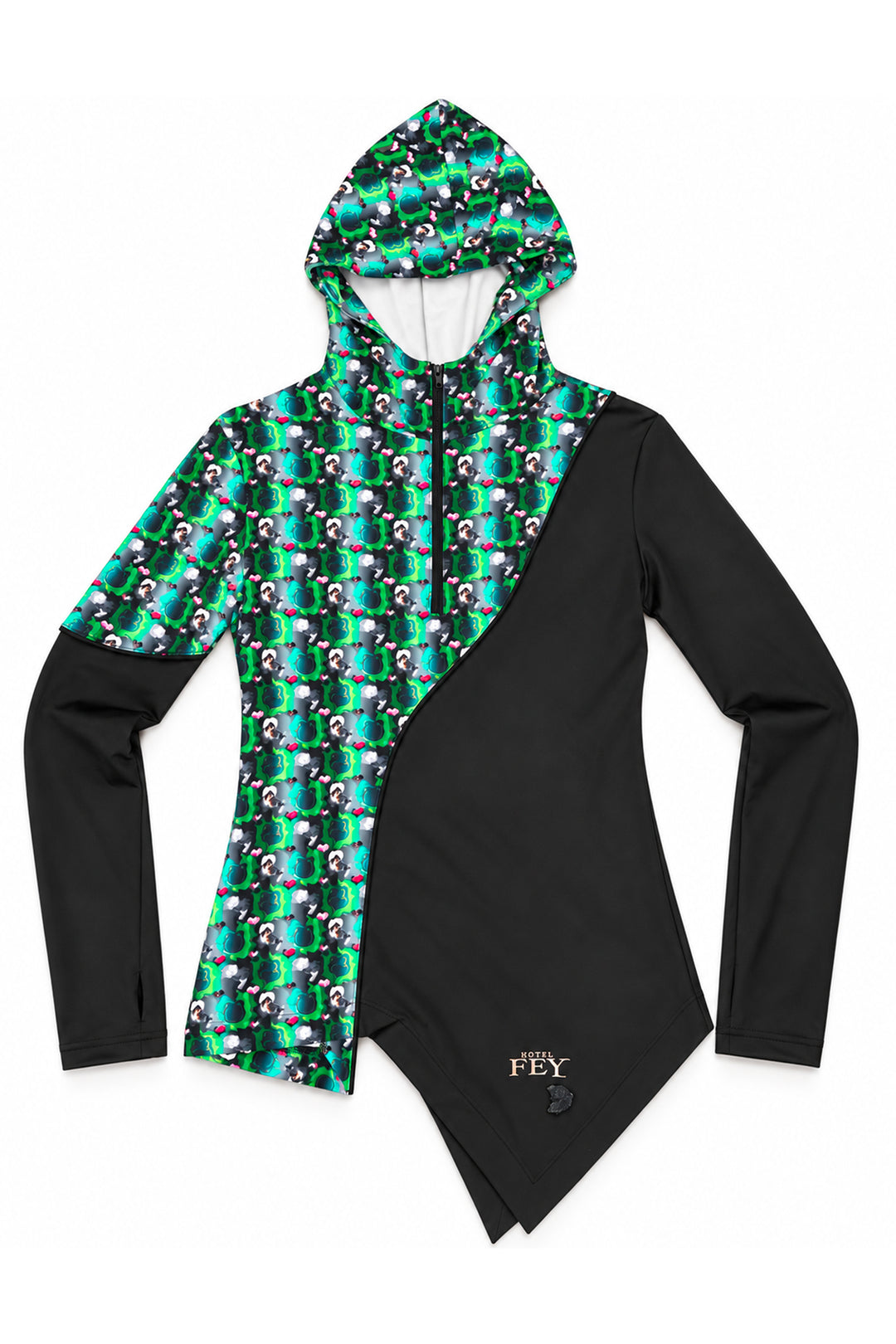 Curved Graphic Fit Top - Black