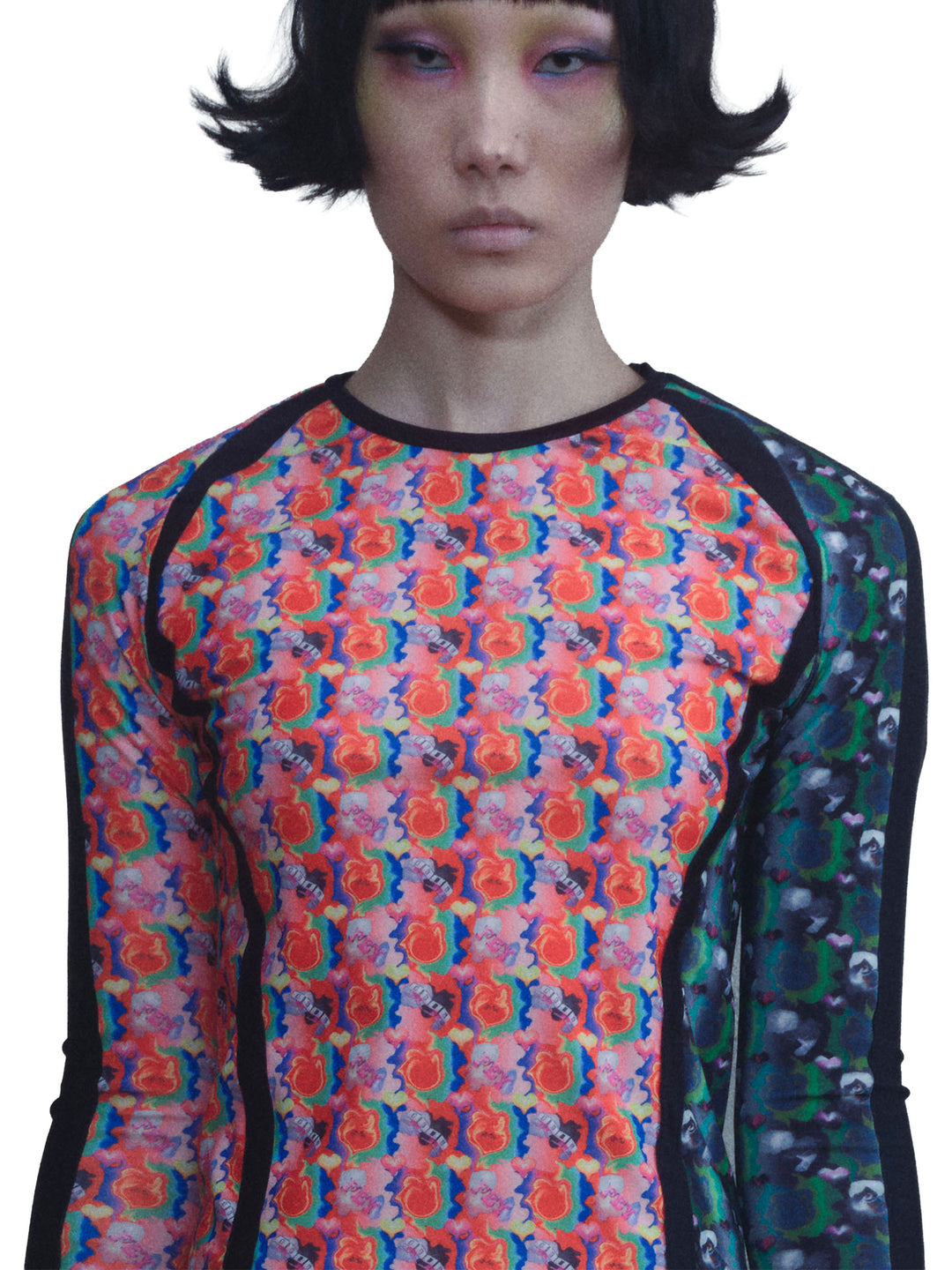 Bicolour fit top - Red/Black