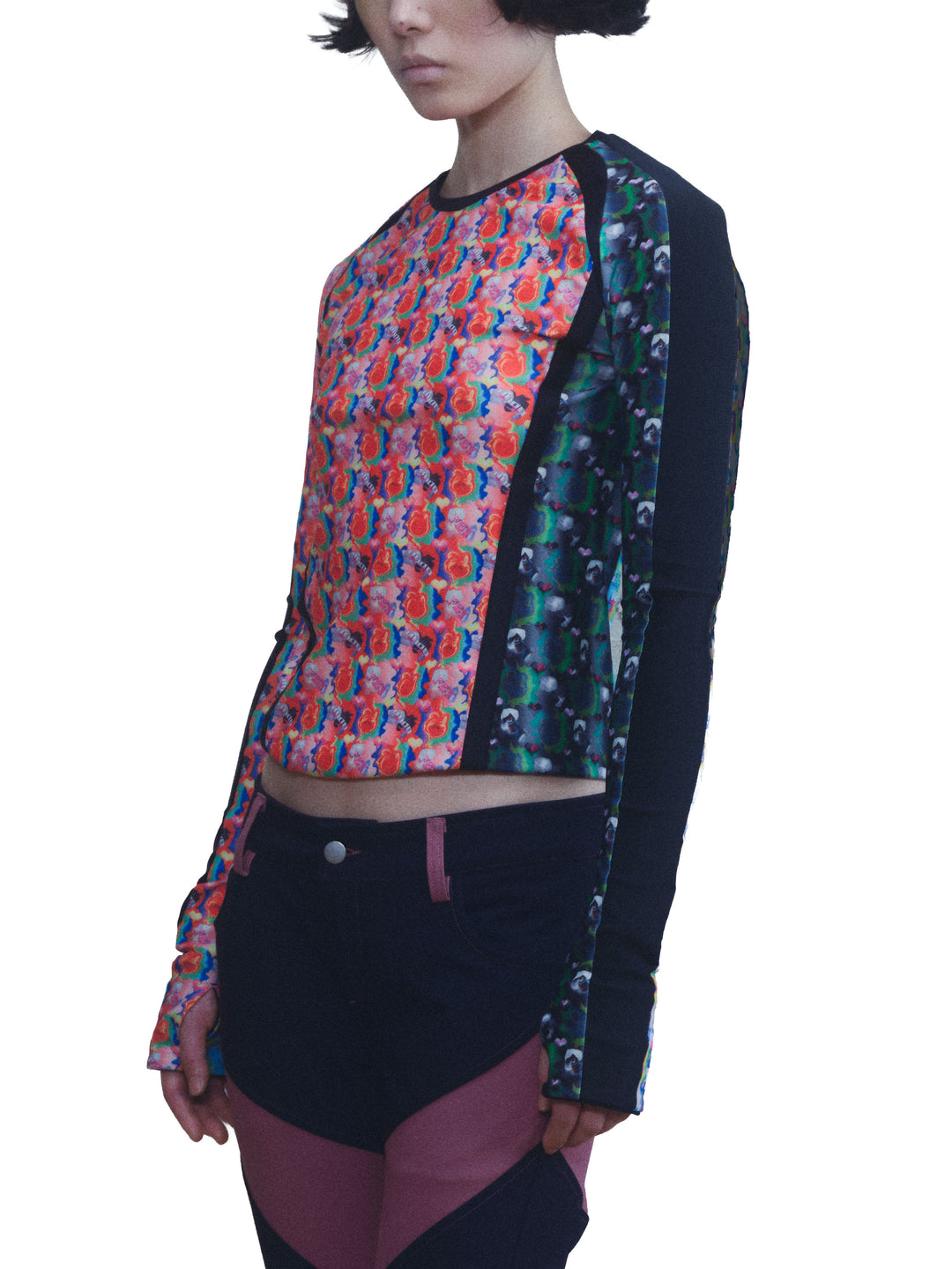 Bicolour fit top - Red/Black